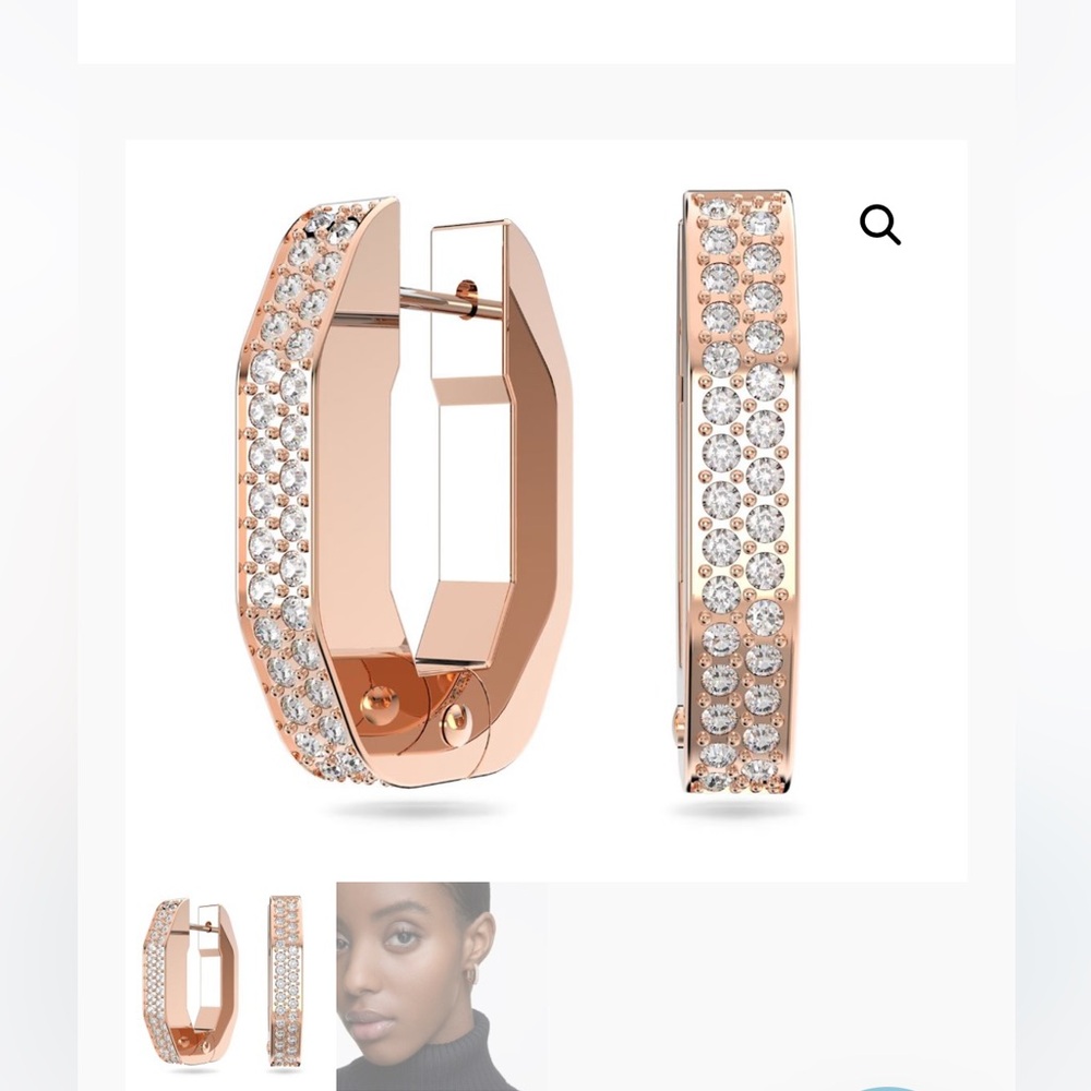 New in box, Swarovski Rose Gold Dextera small hoop earrings